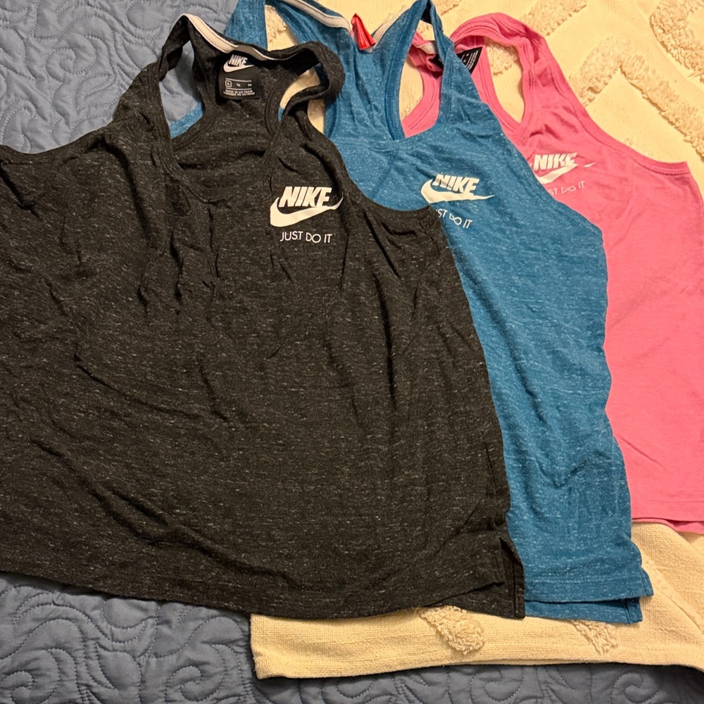 Nike Racerback Tank Tops - Black, teal, Pink size XL